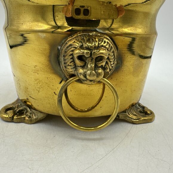 Small Brass Planter Pot Jardiniere Container Footed Lion 5.5” - Picture 2 of 13